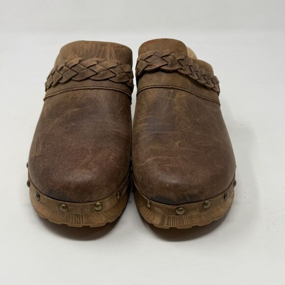 Kork Ease Tilly Clogs Womens 8 M Brown Leather Studded Block Heel Slip On - Picture 6 of 16
